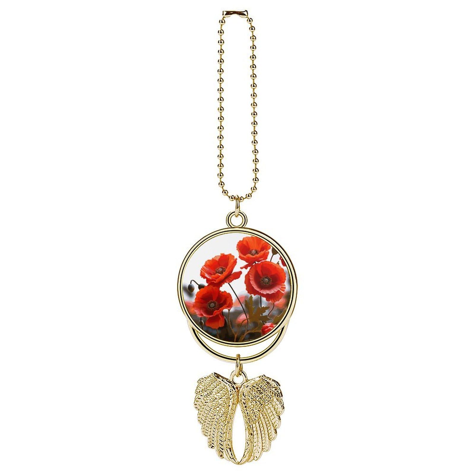 Poppy Flowers Vivid Petals Car Pendant Hanging Swing Auto Rear View Mirror Hanging Car Rear View Mirror Charm Truck Hanger Ornament Charm for Car Rear View Mirrors Accessories