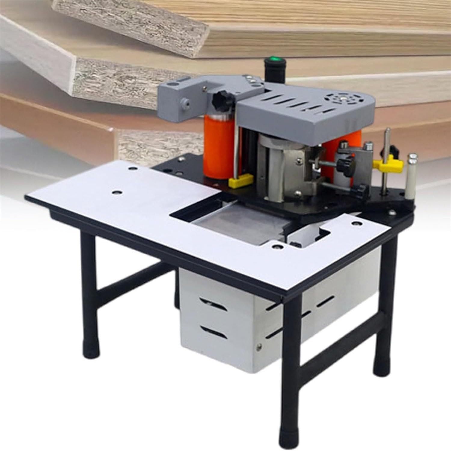 BOOZXCV Edge Bander, Portable Automatic Tape Breaking Woodworking Edge Banding, Gluing Machine 5m/min, Wood Pvc Double Side Gluing Edge Bander 10-60mm Width For Straight & Arc Edges