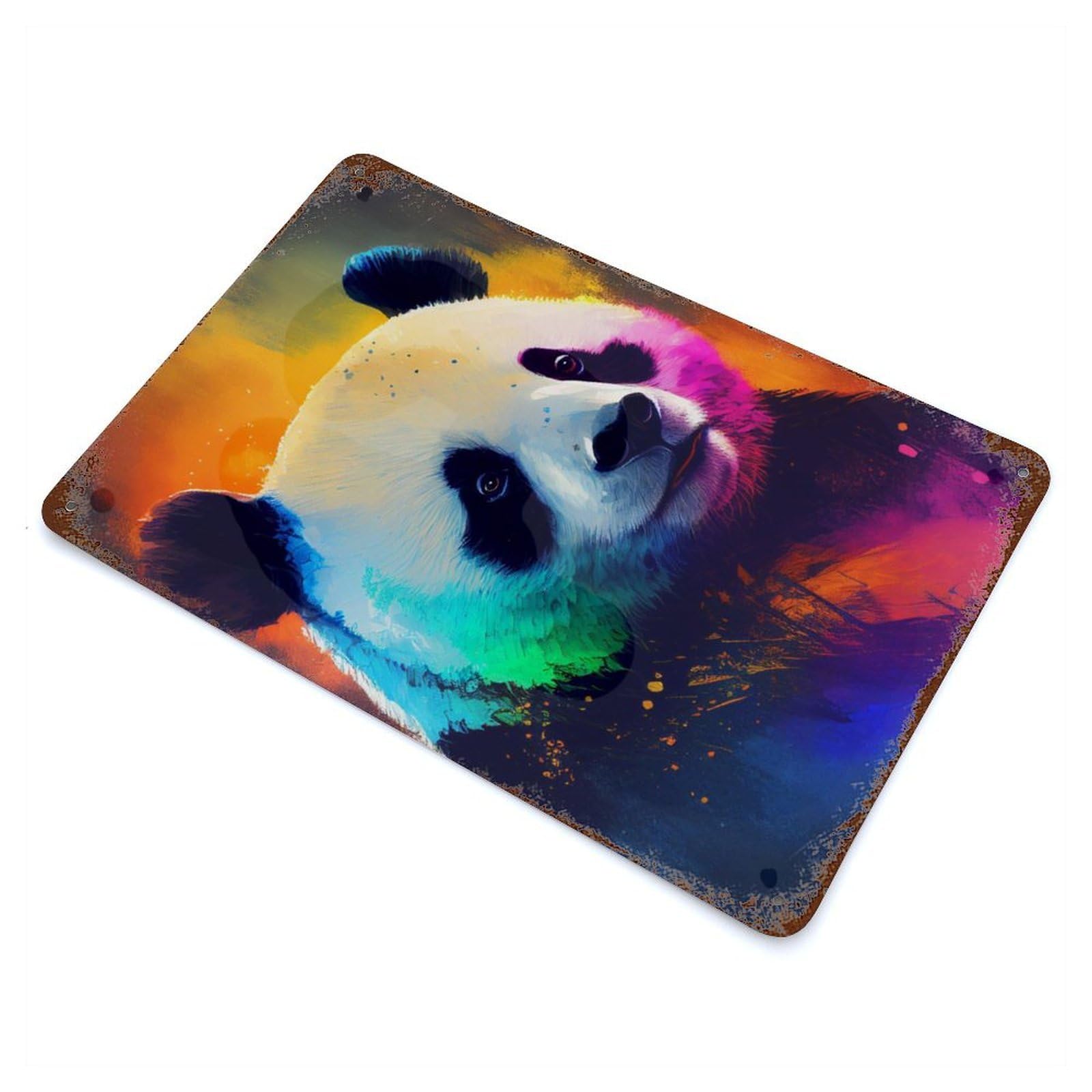 Garage Style Panda Colorful Animal Decorative Tin Sign 11.8"x7.9", Farmhouse Wall Decor for Bar And Workshop
