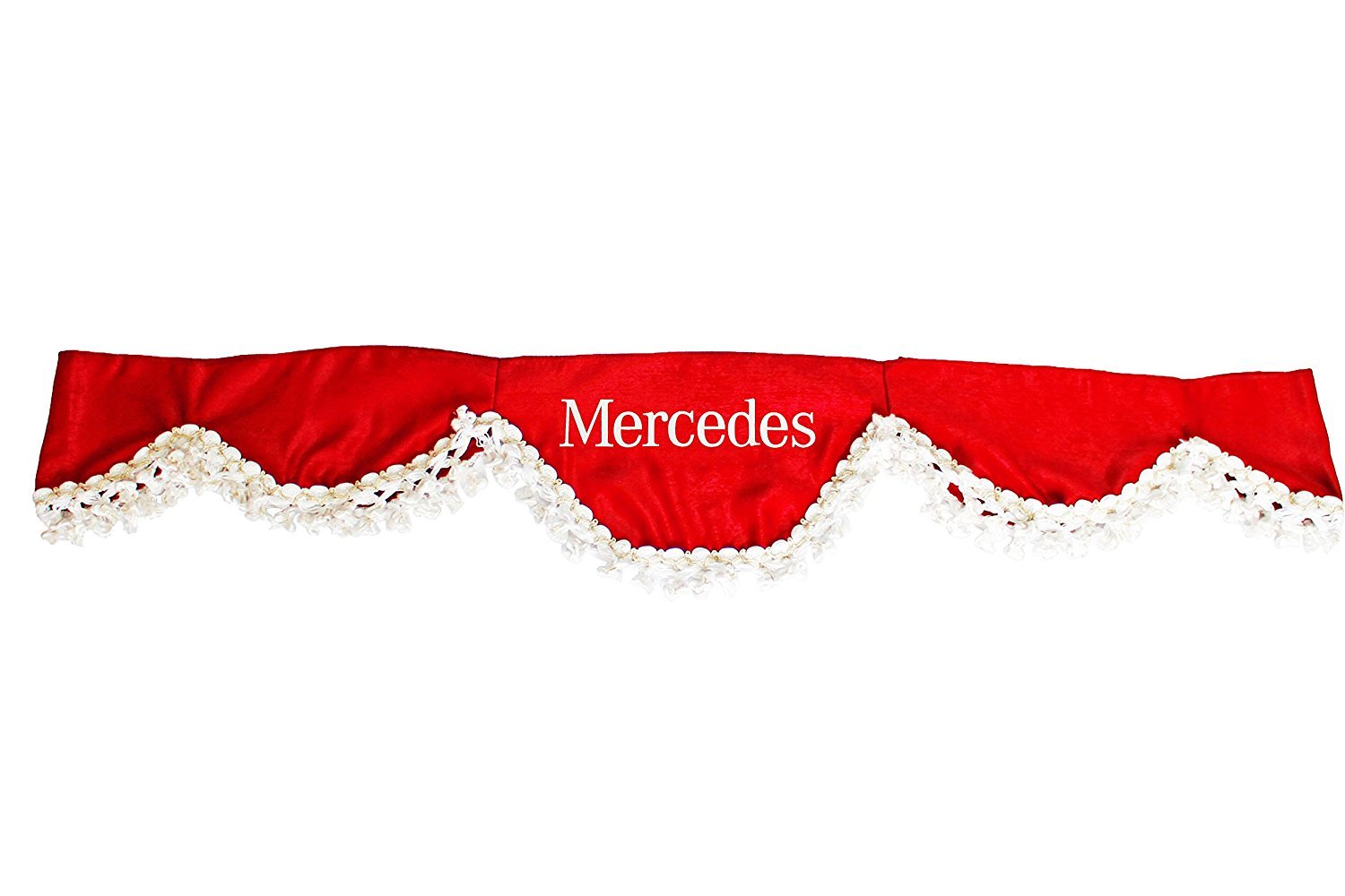 Rideaux Décoratifs Pour Camion Mercedes - Noir Avec Frange Rouge, Modèle ES