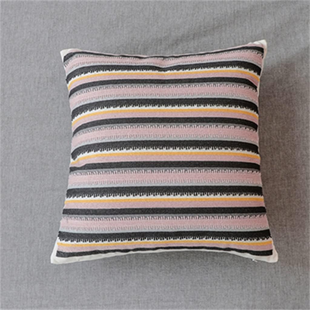 HBJWOV Geometric Embroidered Cushion Cover Grey Pillowcase Canvas Cotton Square Embroidery Pillow 45x45cm Home Decor(C)