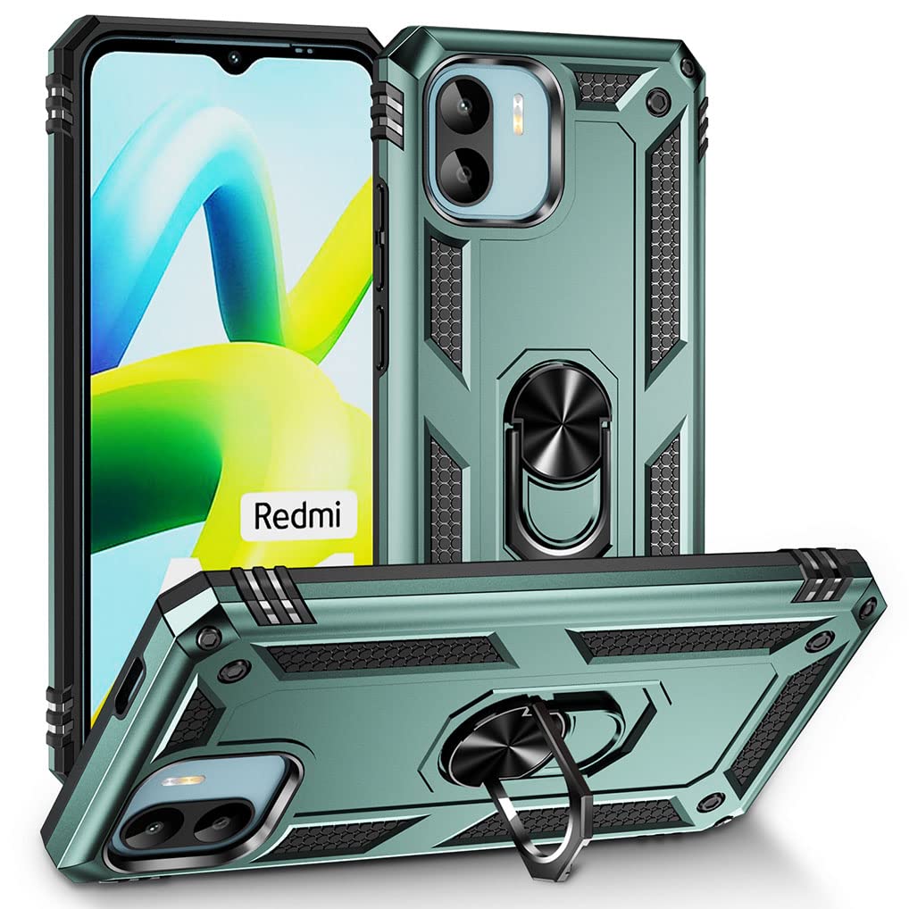 SEAHAI Cover Per Xiaomi Redmi A1/A2/A1+/A2+ Con Protezione Fotocamera Scorrevole – Custodia Militare Antiurto Con Anello Supporto Magnetico (Oro)