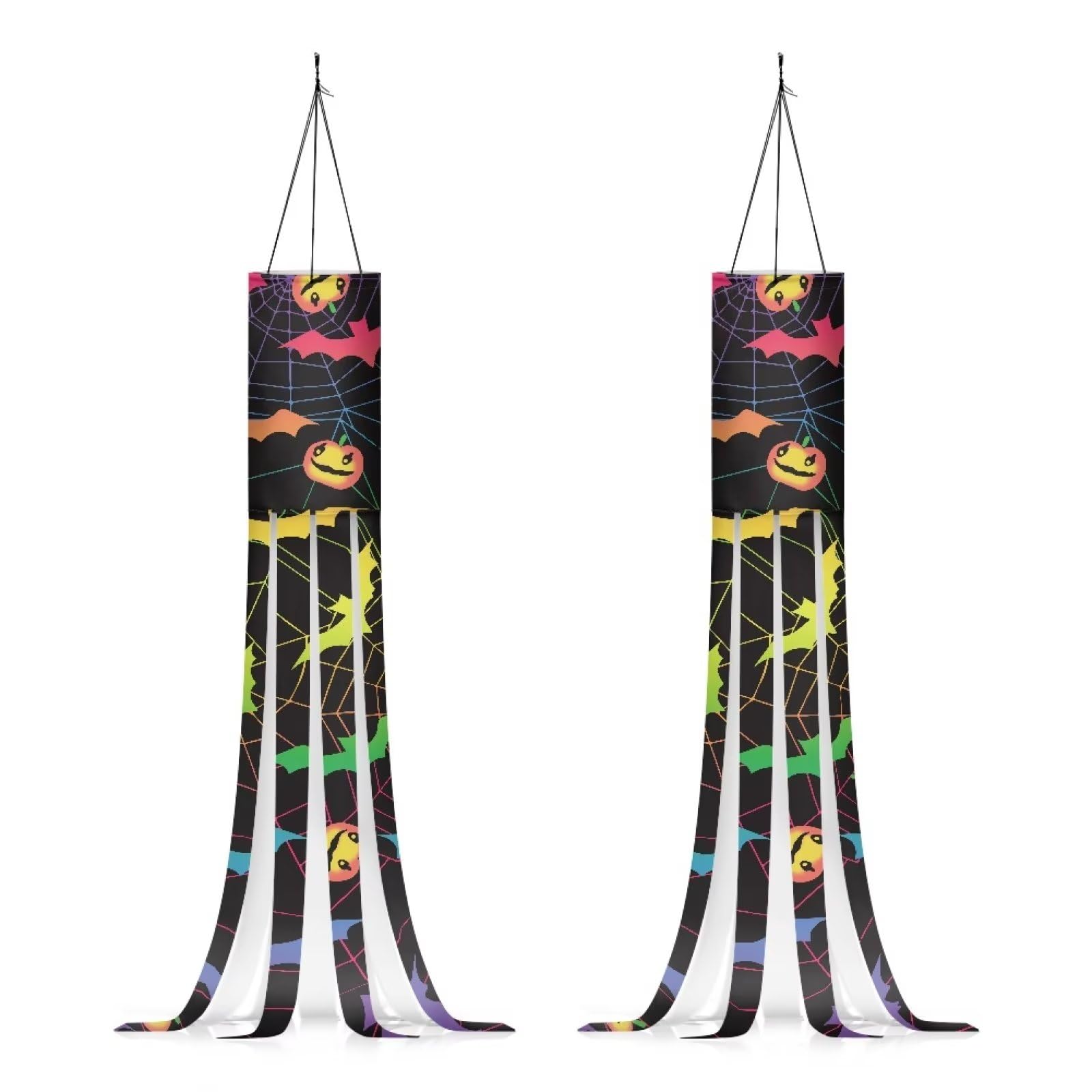 Showudesigns Spider Web Windsock 39 Inch Halloween Windsocks Outdoor Hanging Decor for Trees,Garden,Patio,Yard,Balcony Wind Sock Flag Bat Pumpkin Accessories Black — image 1