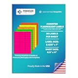 Premium Label Supply Bright Neon Color Fluorescent Stickers - 2.625