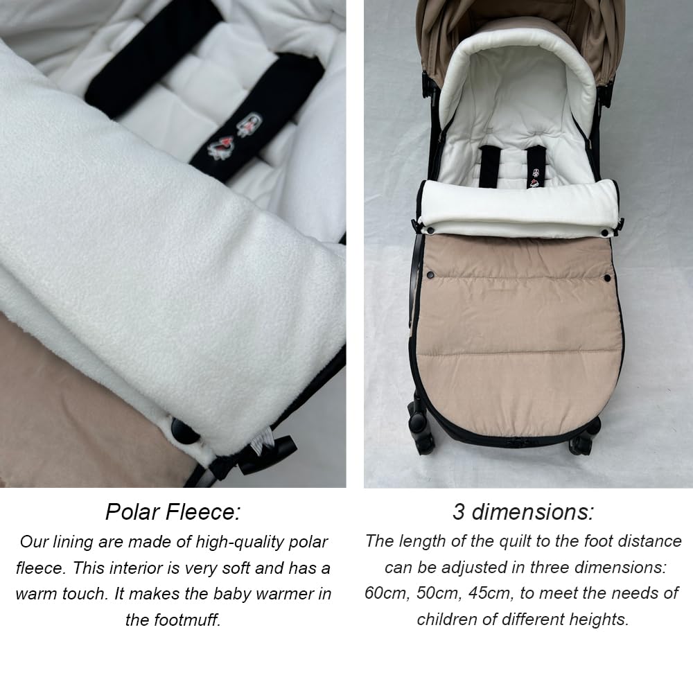 Coprigambe universale per passeggino caldo compatibile con Babyzen YOYO - Aggiungi imbottitura spessa, fodera morbida e superficie resistente agli spruzzi, lavabile in lavatrice (tortora)