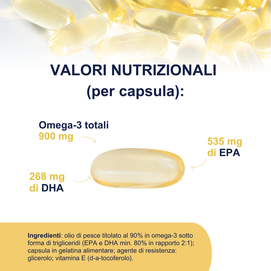 Omega 3 Olio di Pesce (60 Capsule x 3) ‒ Integratore Omega 3 IFOS 5 Stelle - Omega3 in Forma Trigliceride con 800mg di EPA e DHA per Capsula ‒ Privo di Metalli Pesanti e Senza Retrogusto