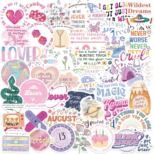 50PCS Singer Song Lyrics Sticker Music Motivational Stickers Fashion Singer Vinyl Stickers for Kids Music Themed Party Decorations Gifts for Music Lovers Musicians