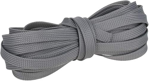 Miniatura 4 de Bettomshin 1 funda de organización de cables de 32.8 pies (32.8 ft) de ancho, protector de cable gris PET de 38 pulgadas de ancho, tubo de telar de