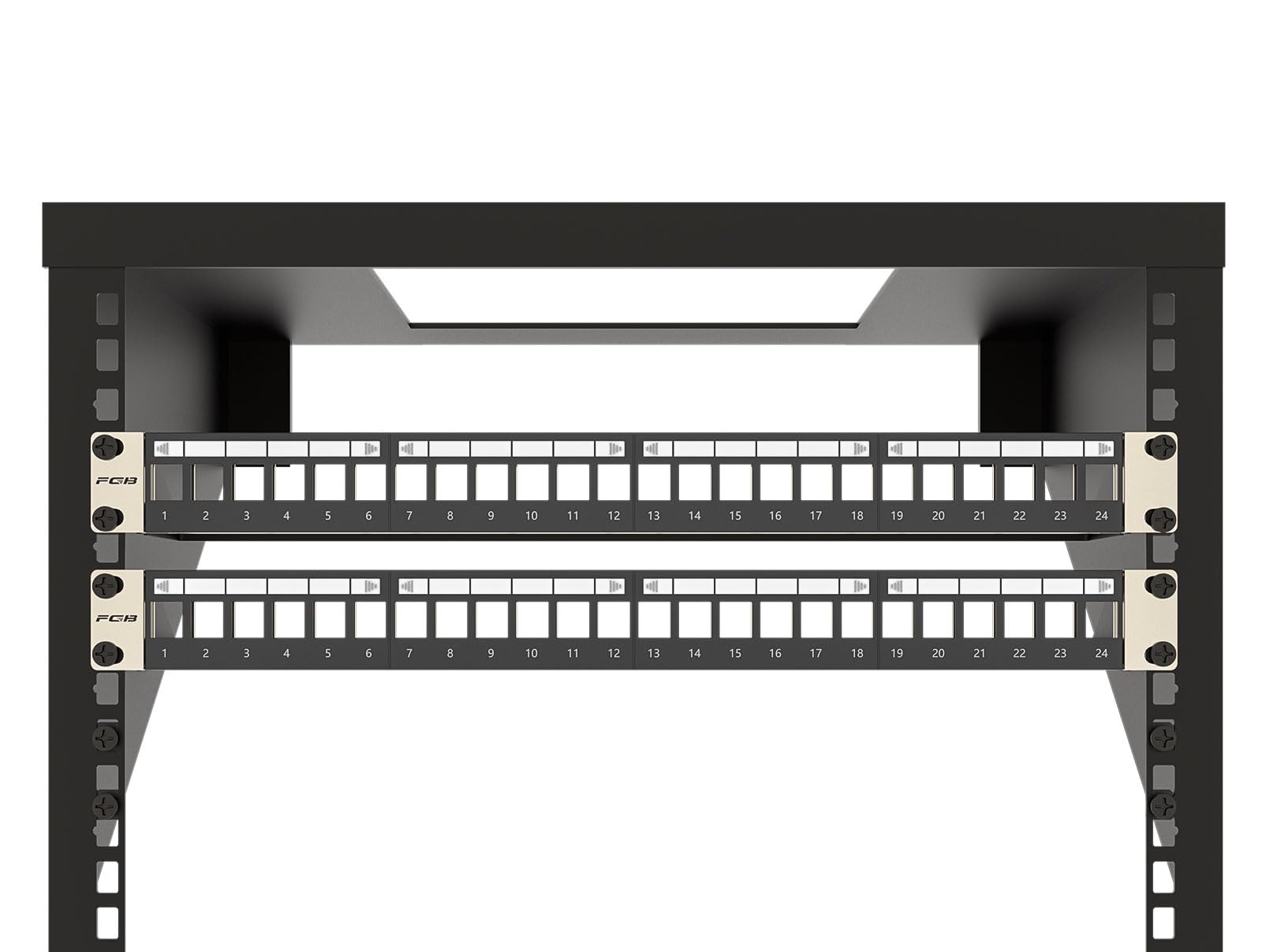 FGB 1U Patchpanel 24 Port für Keystone Module, patchpanel 19 Zoll, Rackeinbau oder Wandmontage Patchfeld mit Rückleiste, Kompatibel CAT5 CAT6 CAT7 CAT8 Netzwerk Verlegekabel