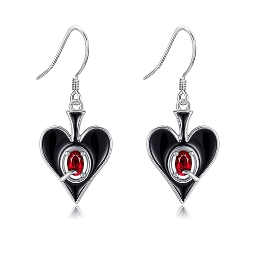 ONEFINITY QUEEN OF SPADES Earrings 925 Sterling Silver Goth Card Dangle Drop Earrings Gothic Queen of Spades Jewelry Mothers Gifts for Women Mom Grandma