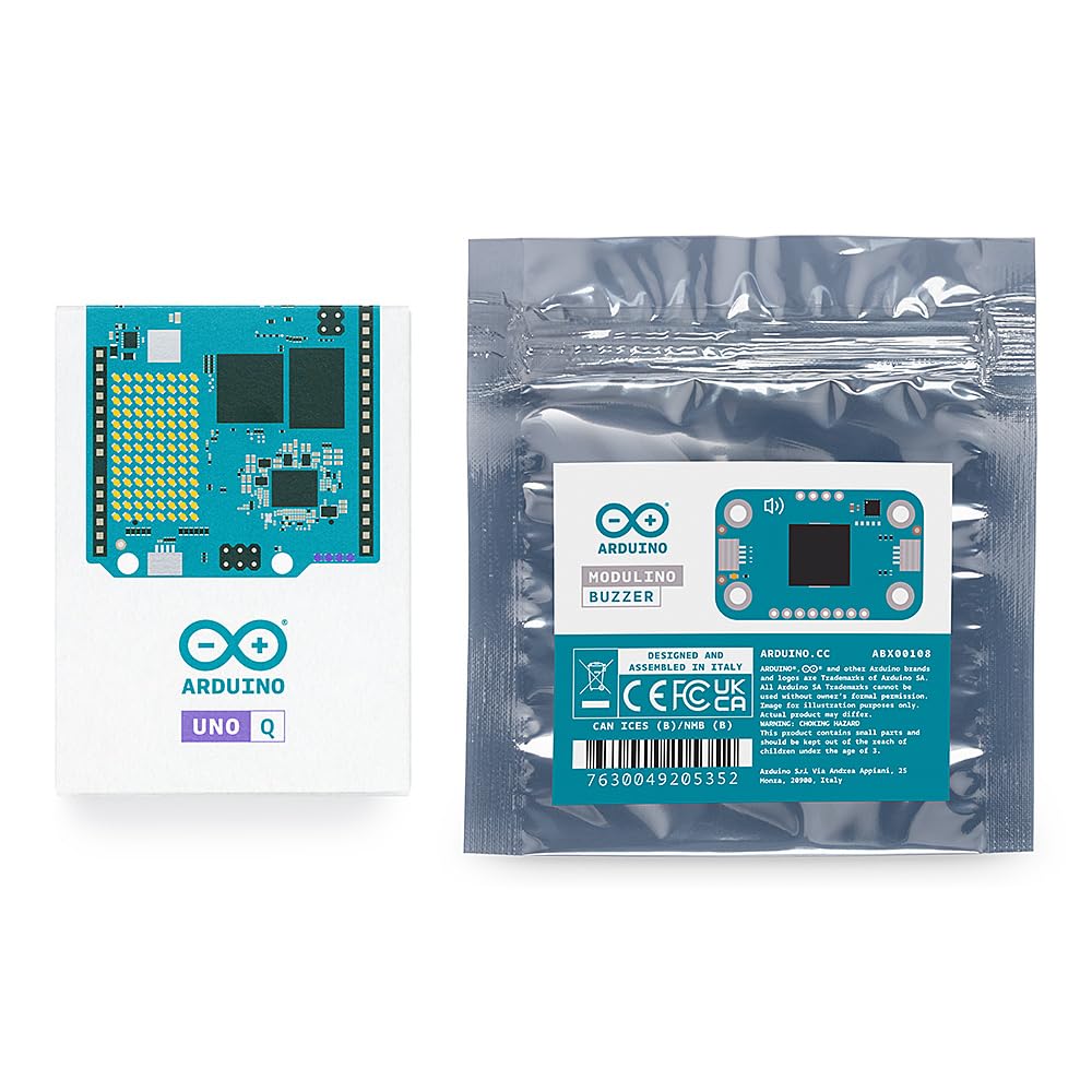 Arduino® UNO™ Q 4GB Modulino® Buzzer Bundle: Generazione di Suoni e Avvisi Acustici