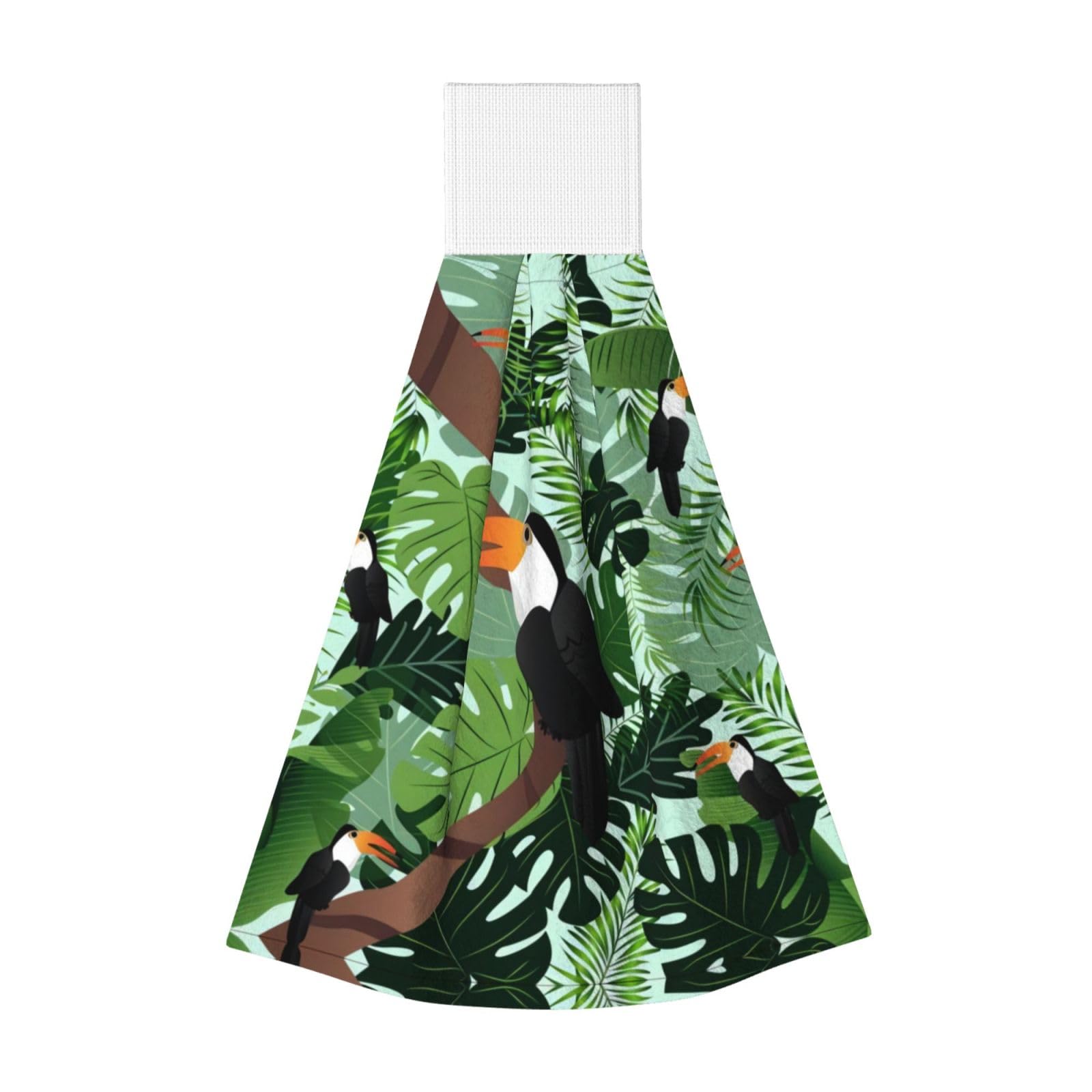 Tropical Leaves Bird Highly Absorbent Dish Towels Soft Coral Fleece Wipe