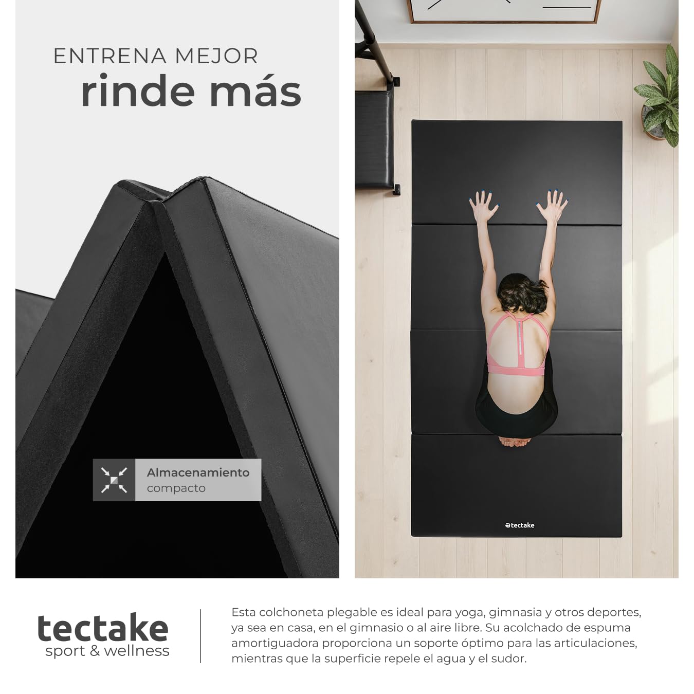 Tectake Colchoneta de gimnasia plegable portátil para fitness y pilates