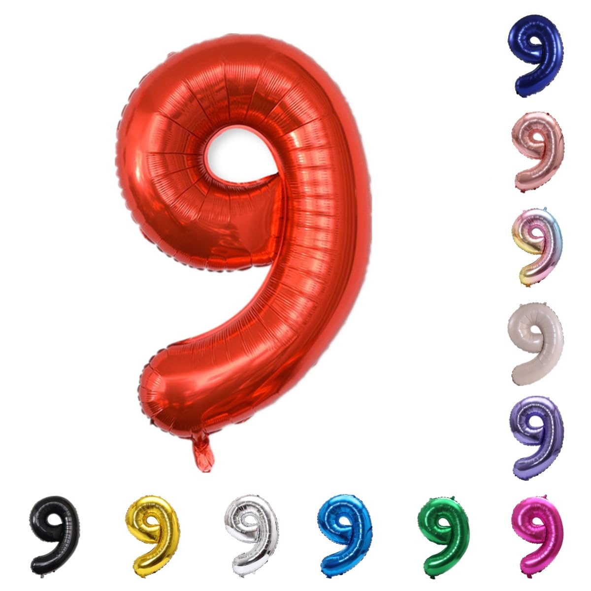 YPSelected 32 Inch Large Foil Helium Number Balloon Birthday Wedding Party 0-9 (Red, 9)