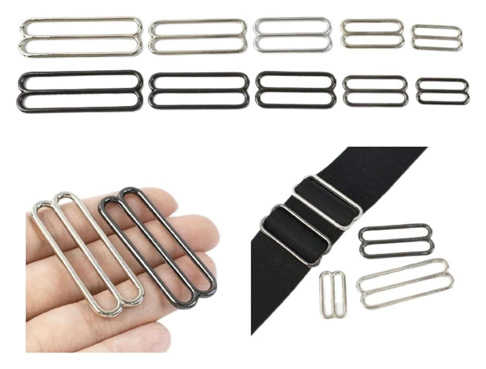 Metalowa regulowana klamra suwakowa, 5 szt. 20-50 mm Metalowe klamry regulacyjne Zapięcie biustonosza O-ring Suwaki Pasek Klamra Hak Pasek Akcesoria do szycia odzieży(Silver-triglide,30mm-20Pcs)