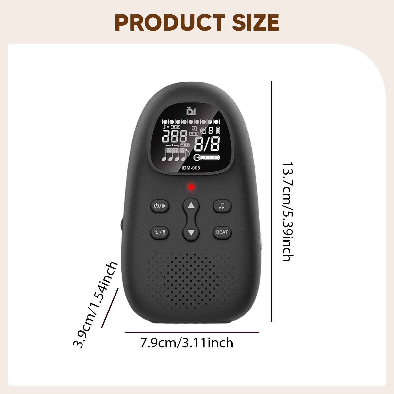 Metrónomo Electrónico Digital Portátil Multifuncional con Volumen Ajustable Guía Vocal Temporizador Práctico Y Pantalla Clara para Piano Guitarra Viol, Negro