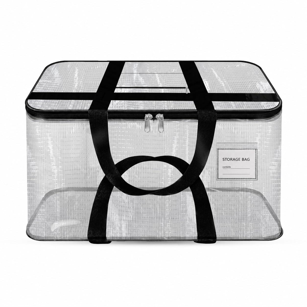 Storite Nylon Big Underbed Storage Bag Moisture Proof Cloth Organiser with Zippered Closure and Handle(Transparent, 54x46x28cm) Rectangular