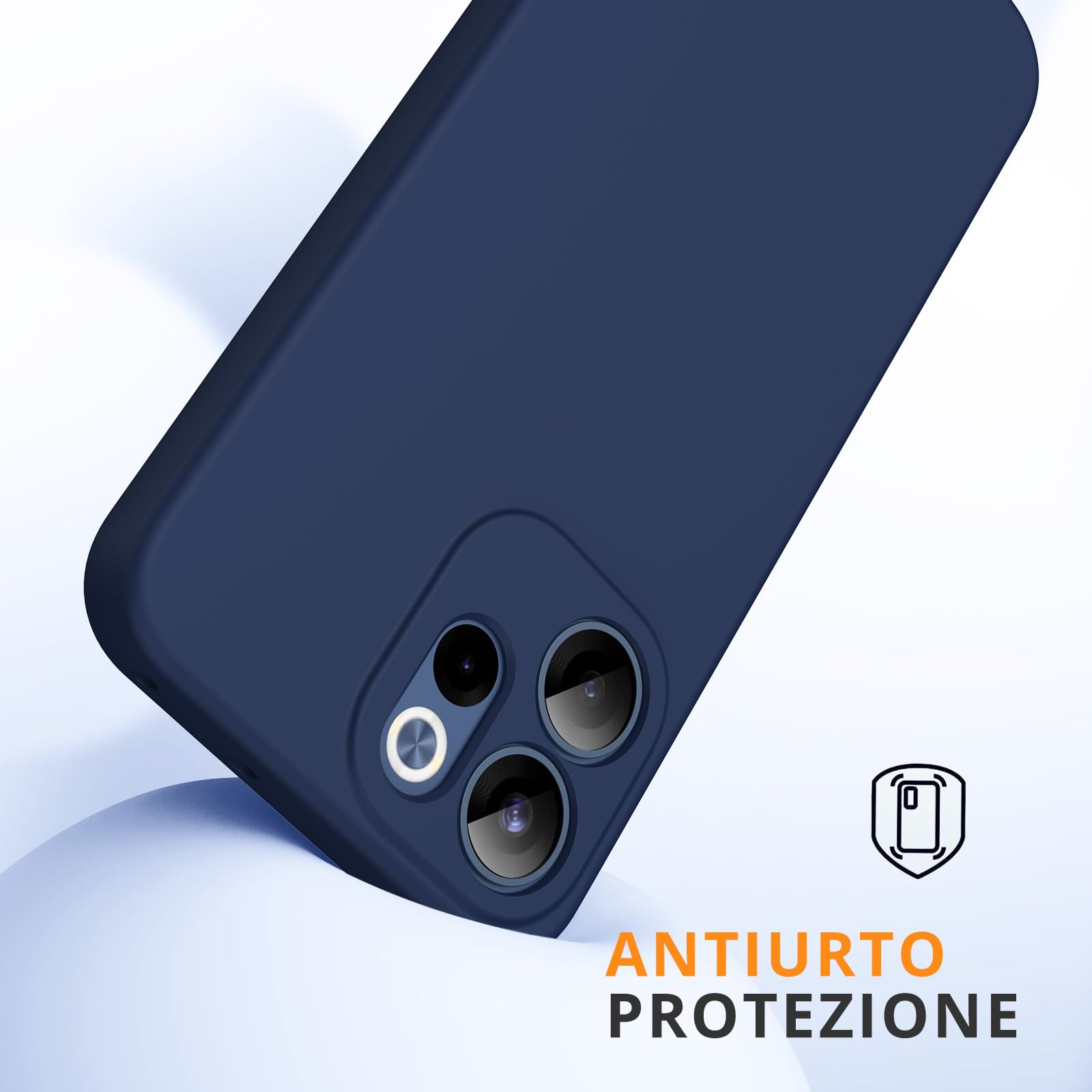 Oududianzi - Cover per Oppo Reno 15 F 4G / 5G, Custodia Silicone Liquido, Interno in Microfibra Morbida, Protezione Antiurto Resistente - Blu Notte