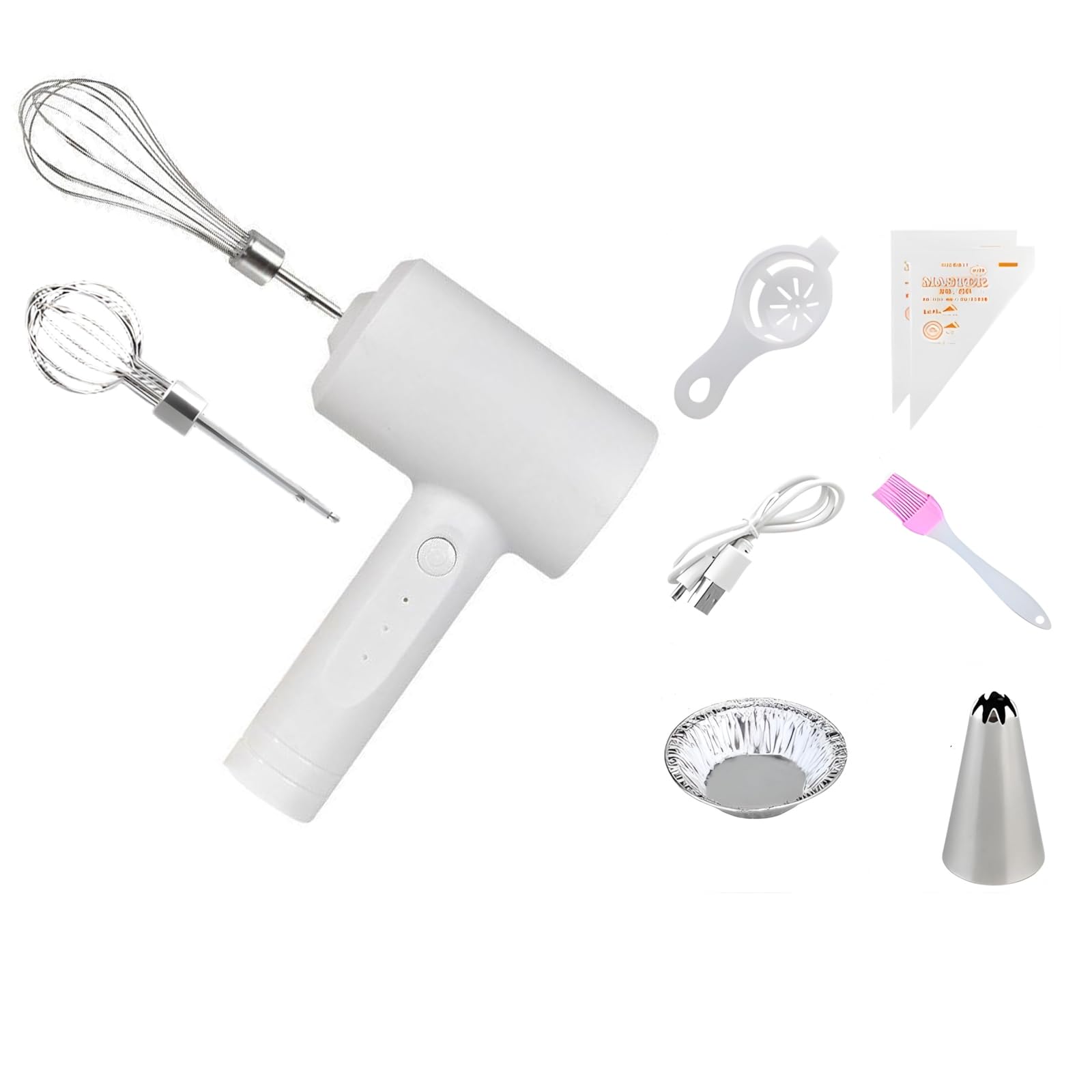 TFAOYS Cordless Handheld Electric Mixer Set Speed Adjustable Featuring Removable Baking Attachments for Home Kitchen Effortless Whipping