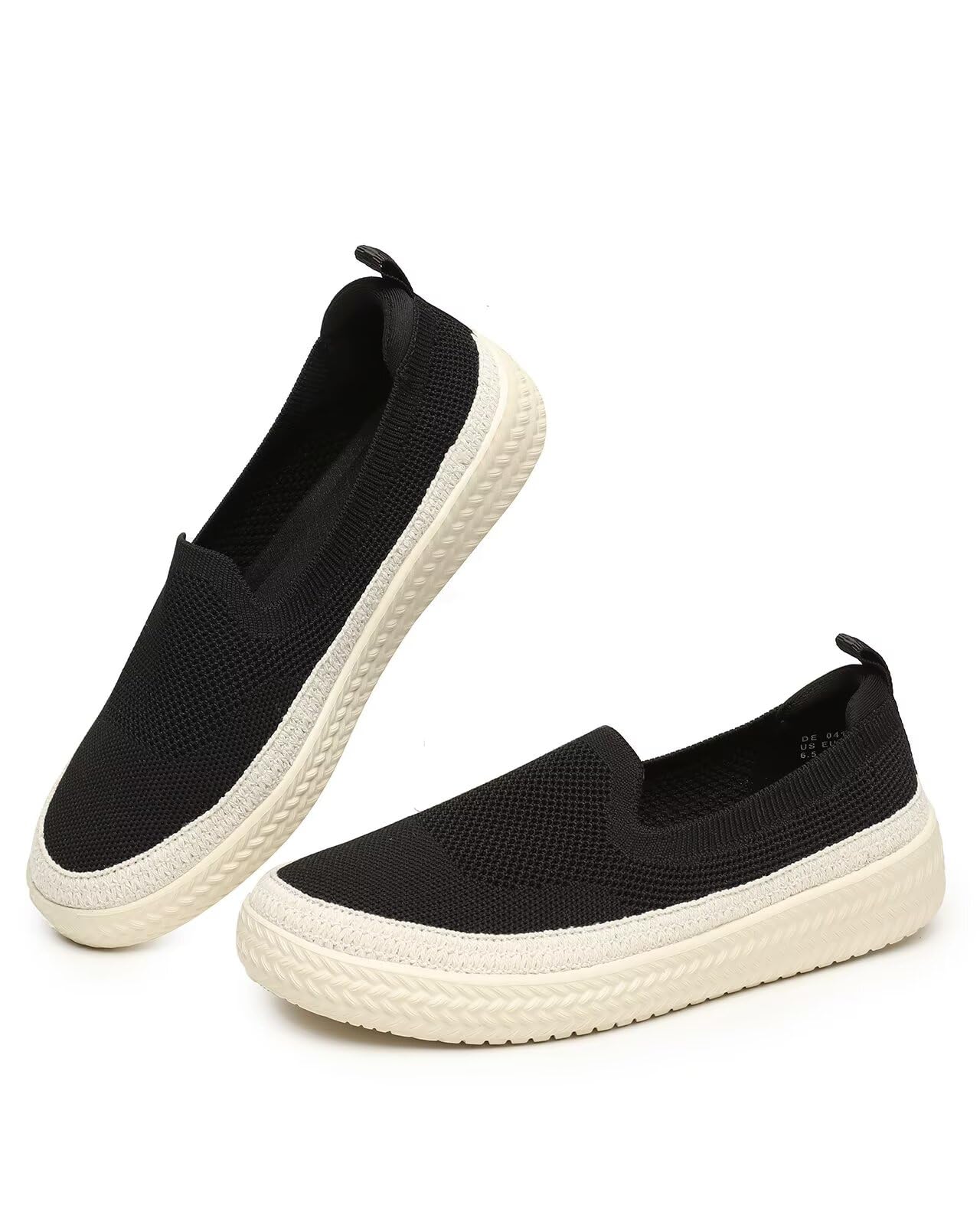 DEXJEWU Women's Slip-on Loafers Flats Knit Walking Penny Shoes Soft Work Office Comfort Sneakers with Arch Support