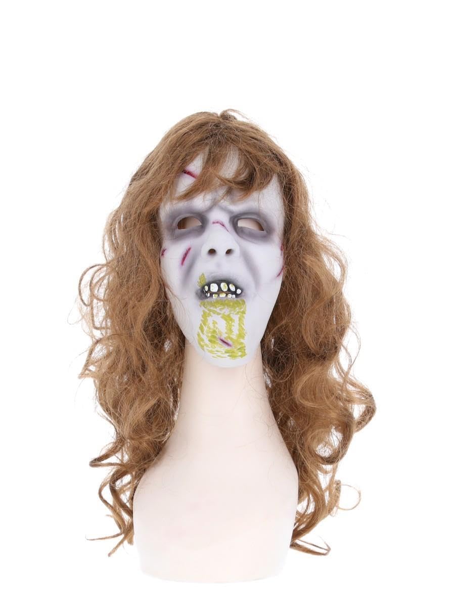 Smiffys The Exorcist Regan Mask, Adult, Full Overhead Latex Mask with Attached Hair - Image 3