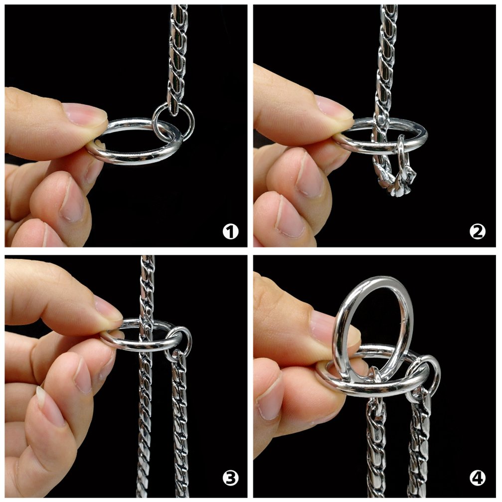 Kuntrona Stainless Steel Dog Snake P Chain Adjustable Training Metal Collar with Engraved Personalized Heart ID Tag Pendant Pitbull Silver 71cm