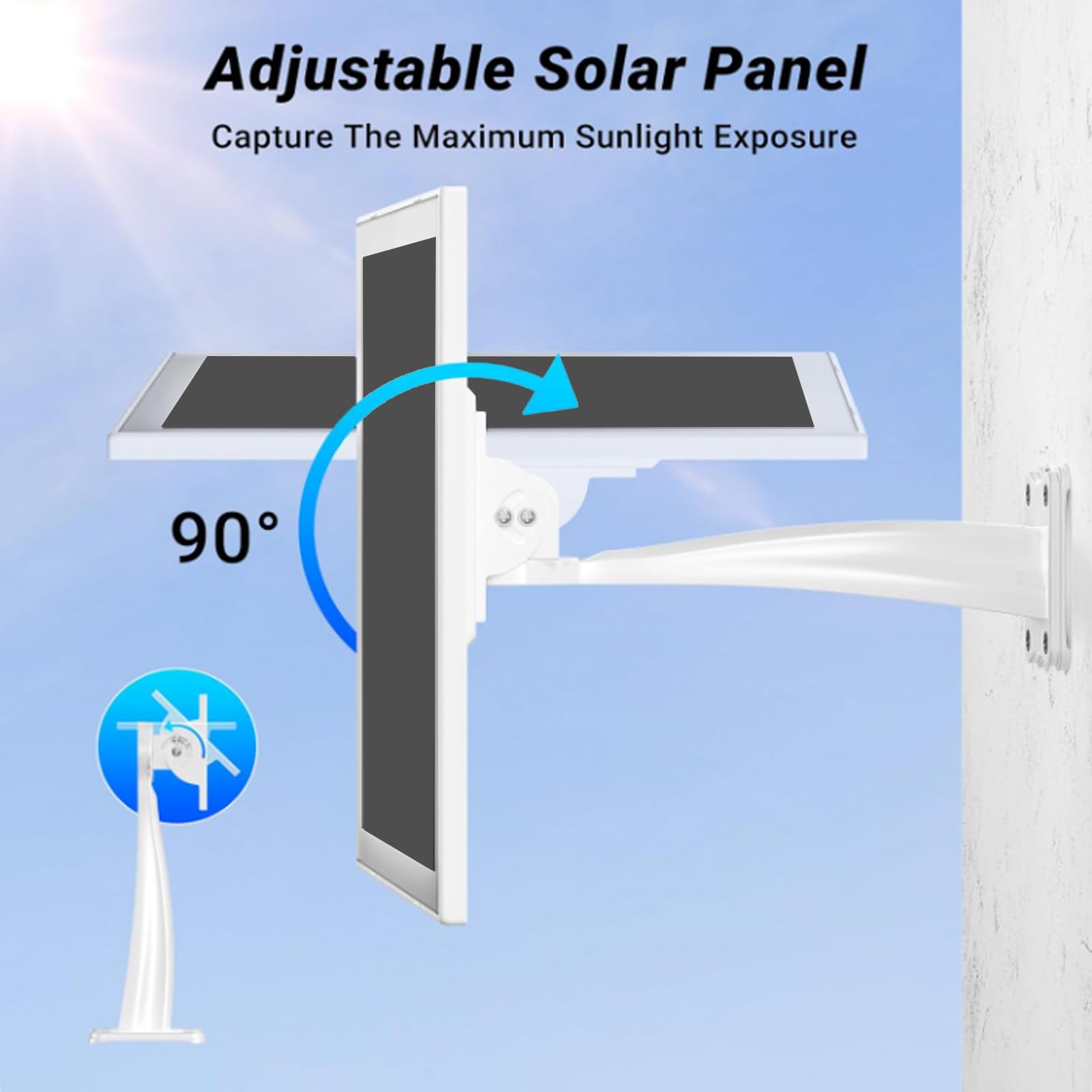 Pongnas Pannello Solare 15W per Telecamera di Sicurezza, Staffa