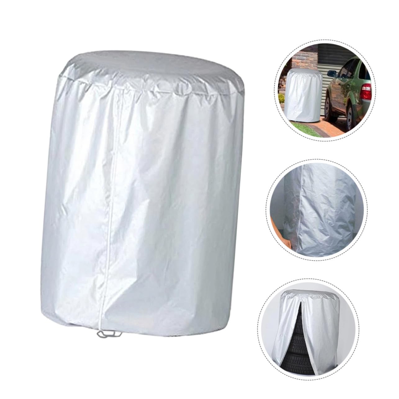 2 Piezas Cubiertas para Neumáticos de Remolque Impermeables Resistentes al Agua Sol para Camiones SUV Autocaravanas Protegen Ruedas de Nieve y Rayos UV Plata