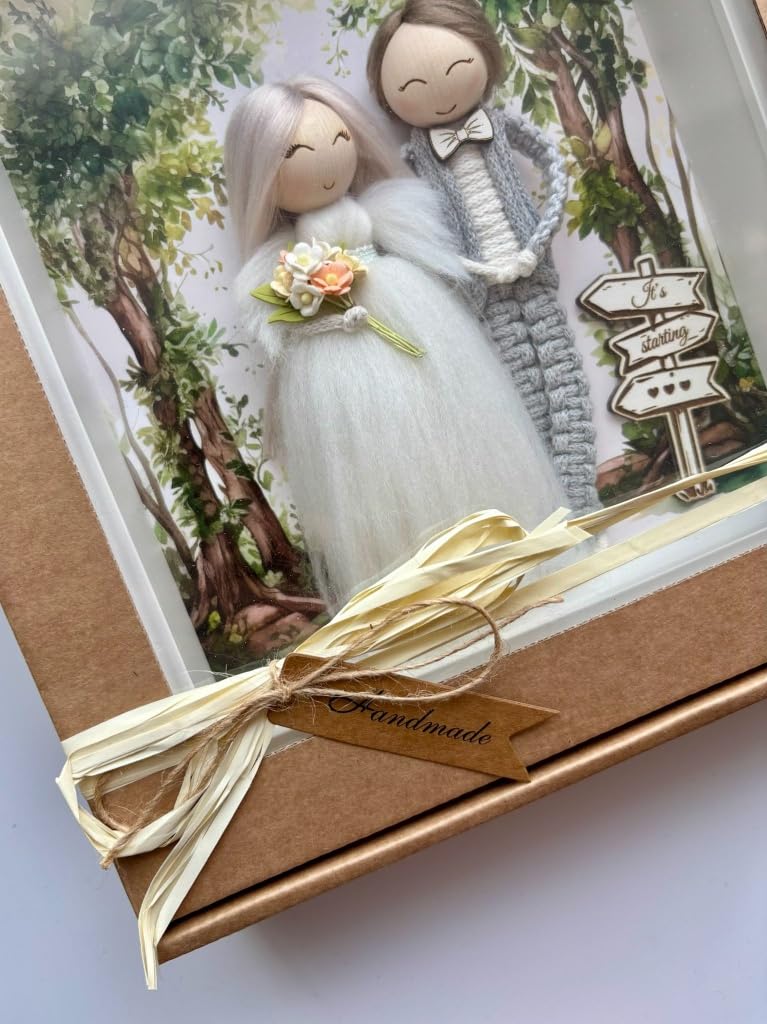 Ramka ślubna handmade boho para młoda prezent na ślub wesele pamiątka