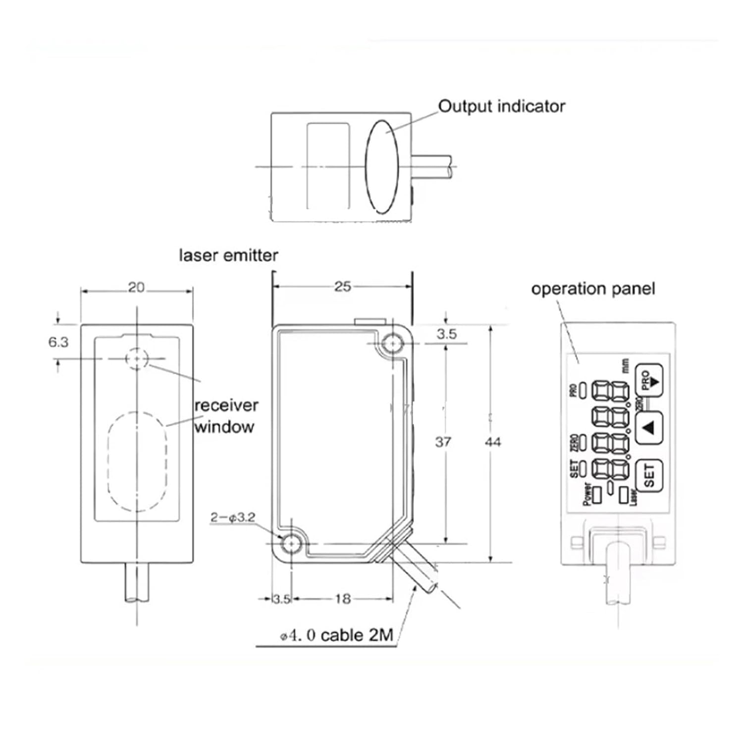 Measuring Distance 200mm Switching Output NPN IP67 Displacement Sensor