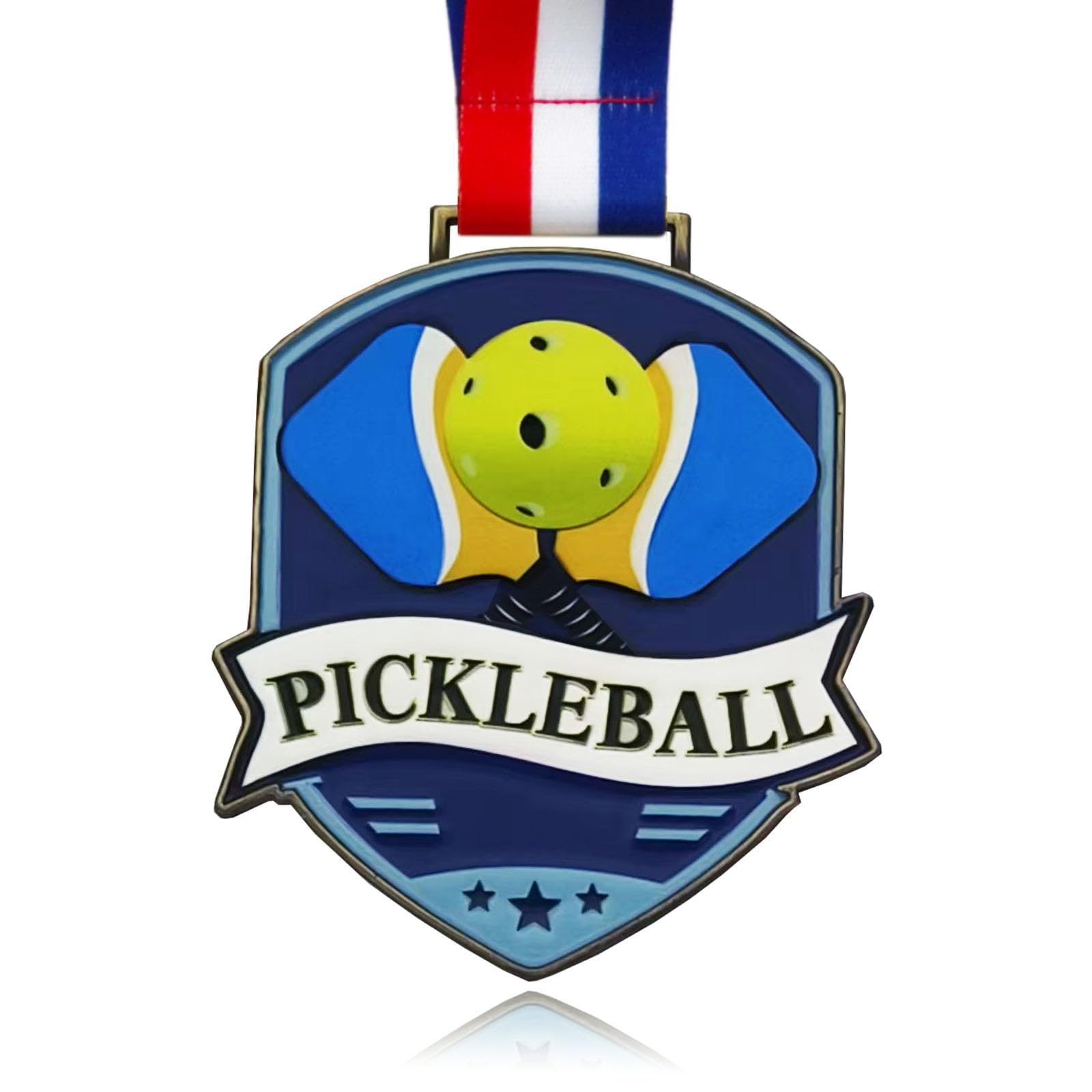 Pickleball Medals - 3.74 Inch Pickleball Fusion Medal- Gold,Metal Pickle Ball Medal with V Neck Ribbons for Kids Adults Trophy Award Prize Gift-picture-18