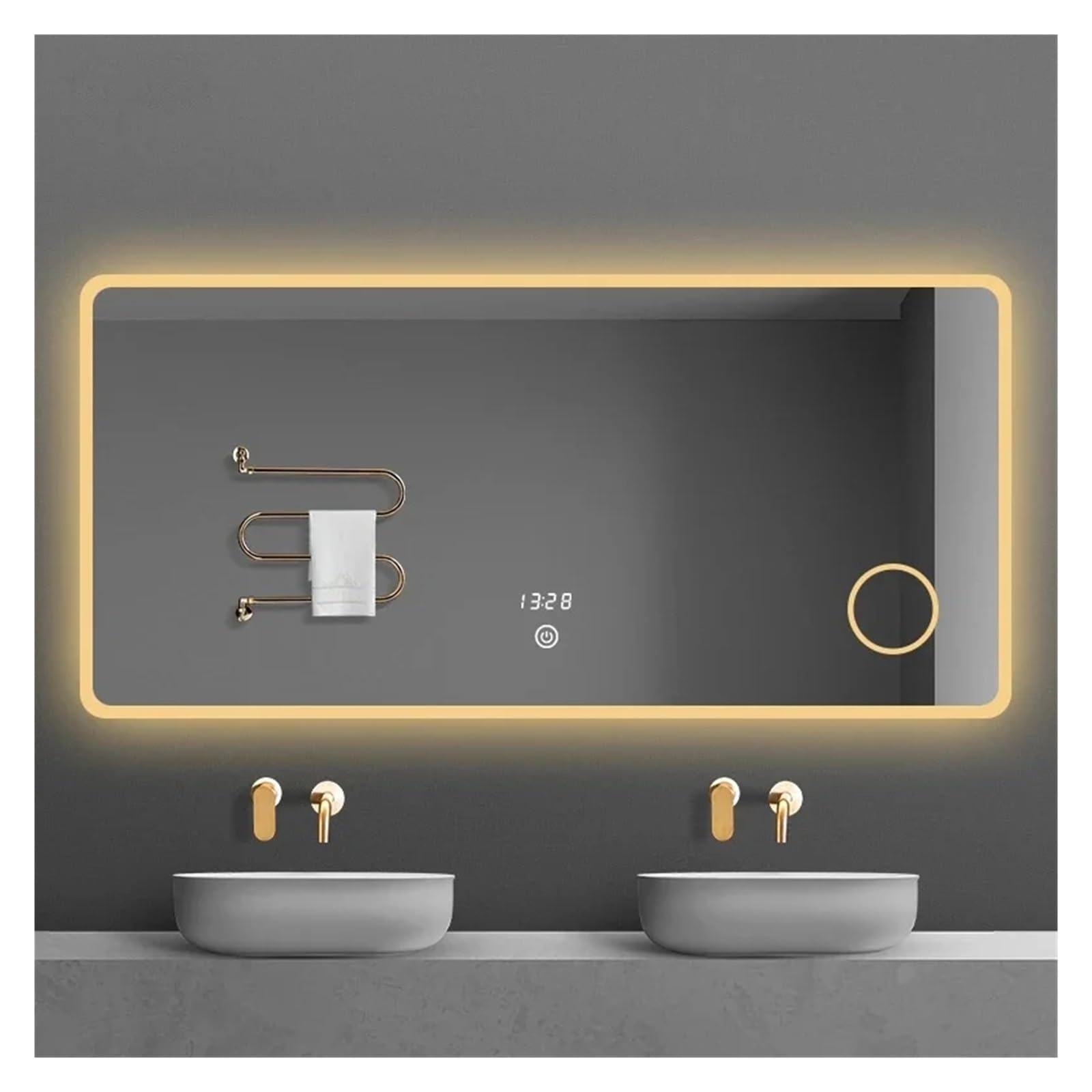 BELECA Lámpara Led Compatible with Espejo de baño de 30x48 Pulgadas, Espejo de Maquillaje antivaho Grande montado en la Pared, luz Led Inteligente, Espejo de Memoria con Control táctil,Espejo led