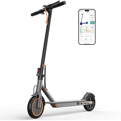 MAXSHOT Electric Scooter for Adults - 8.5" Tires，350W Powerful Motor,Top Speed 19MPH, 21Mile Range, Cruise Control,Escooter with Dual Suspension, APP Control, Orange Foldable E-Scooter for Commuting