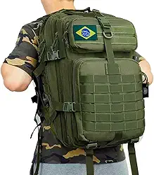 50L Mochila Masculina Reforçada, Sistema MOLLE, Grande Capacidade para Trilhas, Acampamentos, Aventura - Mochila Resistente para 3 Dias de Emergência e Atividades ao Ar Livre (Verde militar)