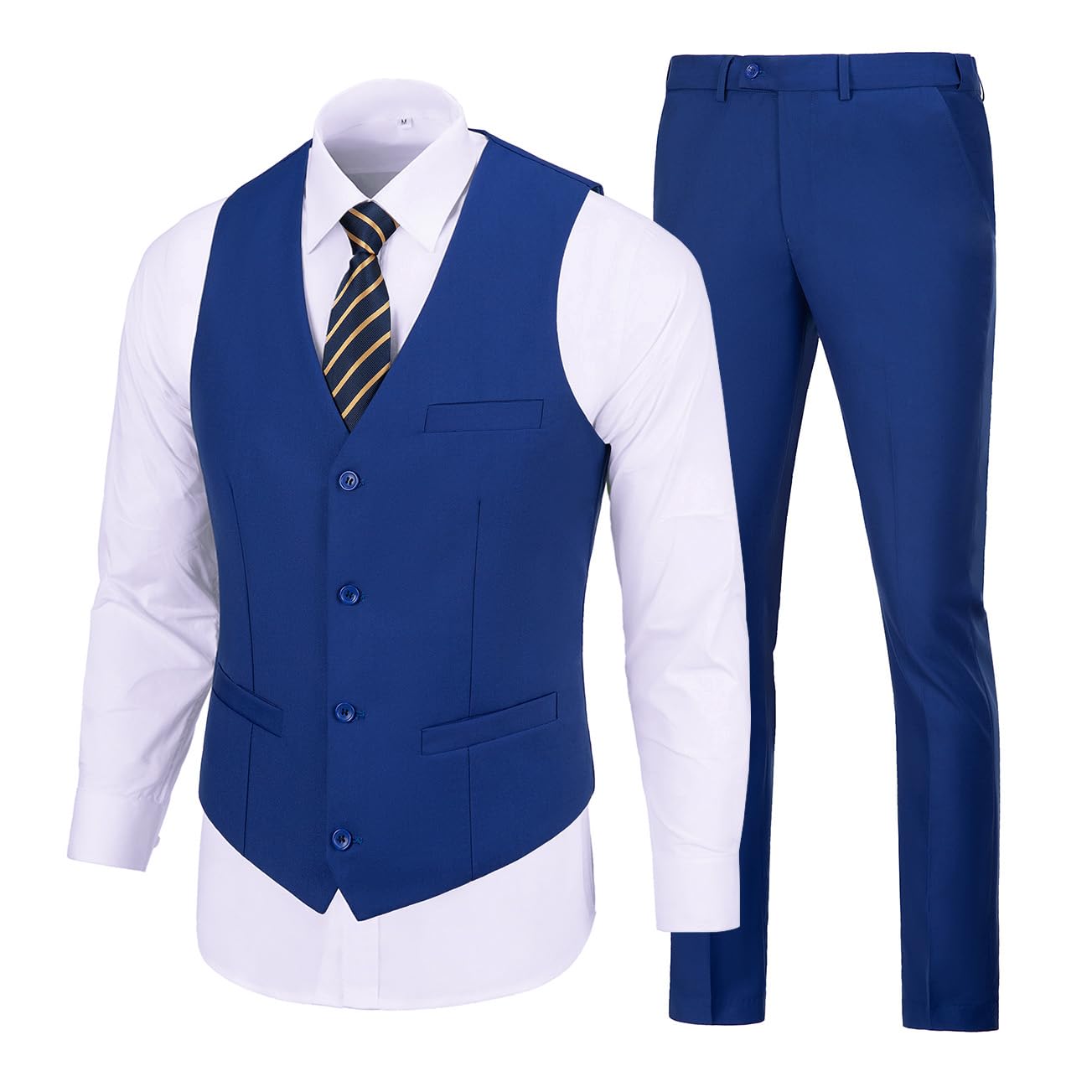 Photo 1 of Mens Suit Wedding Royal Blue Suits for Men Tuxedo Vest and Pants Set for Young Mens Business Outfits L