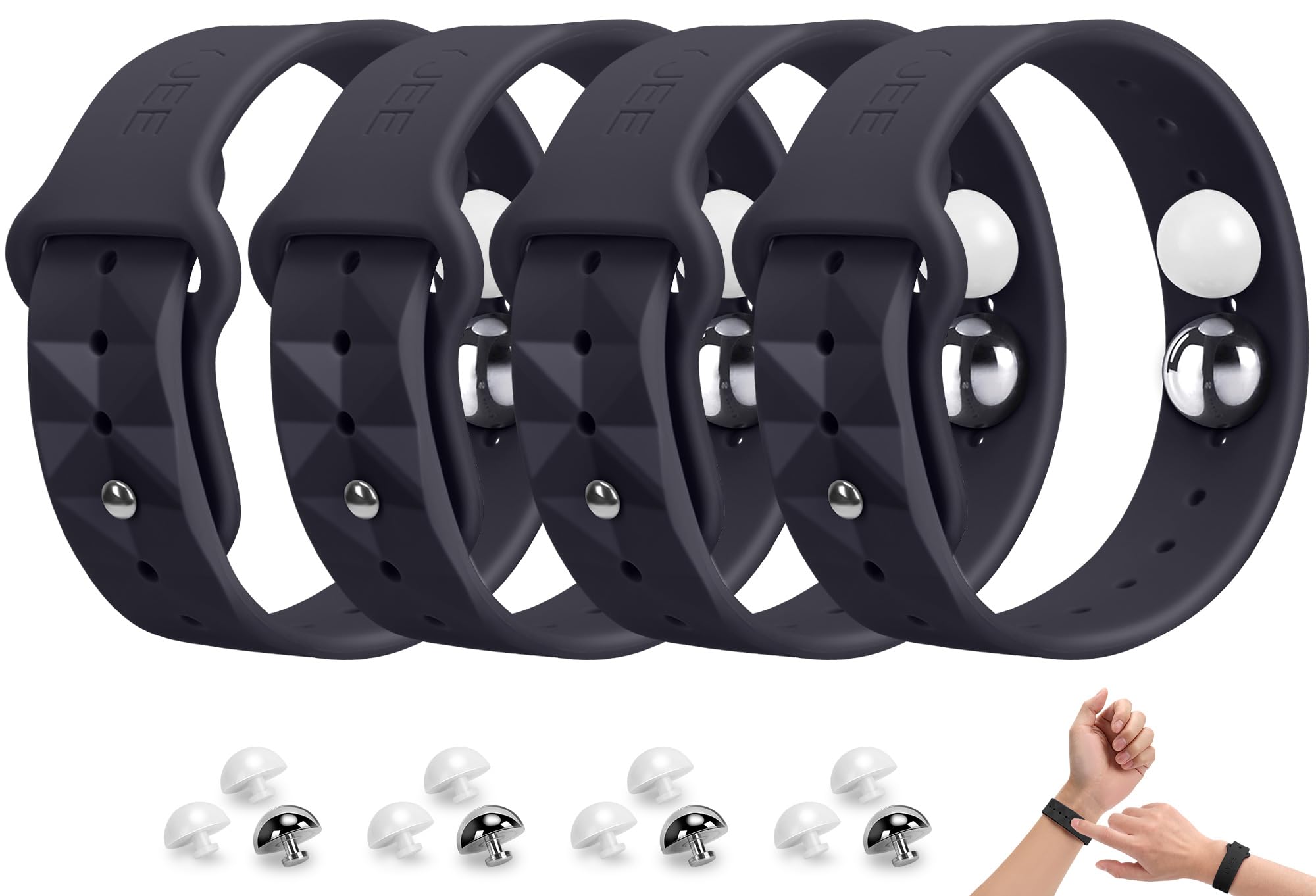 Motion Sickness Bracelets for Travel: Acupressure Anti Nausea Wristband for Morning Sickness - Sea Sickness Wristbands for Car Boat Air - Nausea Bands for Motion Sickness 2 Pair Black