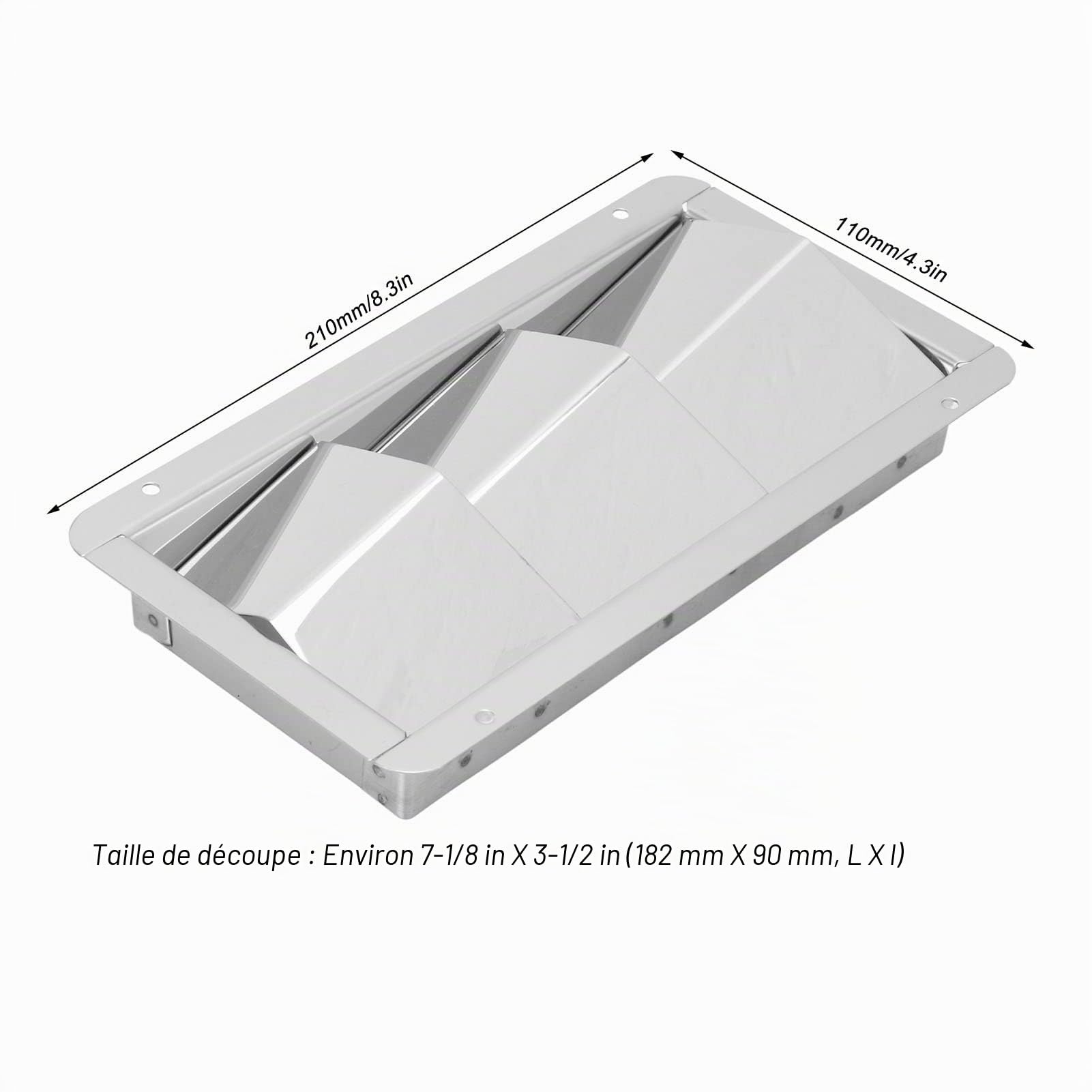 1 Paire 210x110mm Couvercle D'aération Marin 3 Fentes Persienne Rectangulaire 304 Grille De Ventilation D'air De Bateau En Acier Inoxydable Obturateur D'aération Universel Pour Bateaux