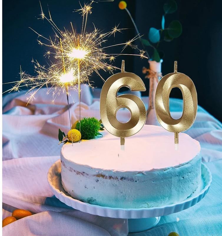 Image of Number Candles 3 inch for Birthday Parties, Wedding Anniversary Cake Decoration Gold (Numerical No 6)