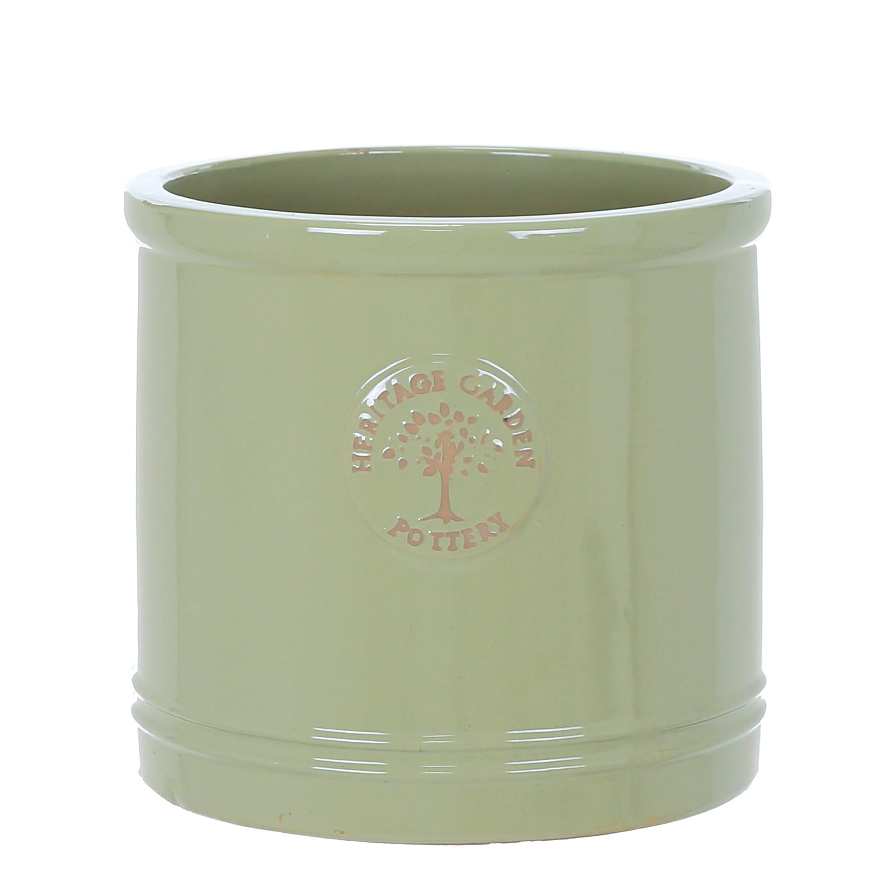 Maisonica Green Medium 24Cm Heritage Cylinder Garden Ceramic Planter Plant Flower Pot - Frost Proof