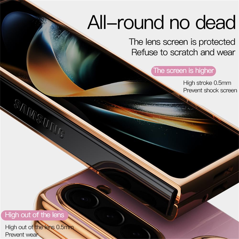Custodia per telefono con supporto per anello magnetico galvanico per Samsung Galaxy Z Fold 5 4 Fold5 Fold4 5G Cover rigida, viola, per Samsung Galaxy Z Fold4