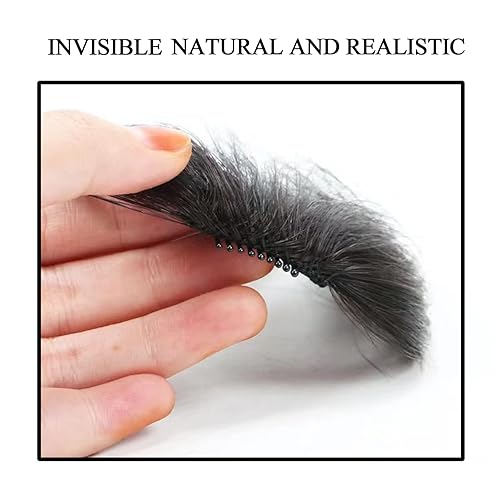 Miniatura 4 de Flequillo 100% humano, extensiones de cabello francés, flequillo curvado para mujer (flequillo de sienes largas de 7 pulgadas, negro natural)