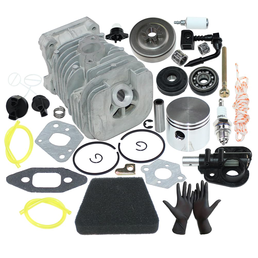 Kit de pistón de cilindro para Poulan 1900, 1950, 1975, 2025, 2050, 2055, 2075, 2150, 2155, 2175, 2250, 2350, 2375, 2450, 2555, BH2160. BH26600 220, 221, 222, 230, 260, 262, SM4018, PPB1634LE