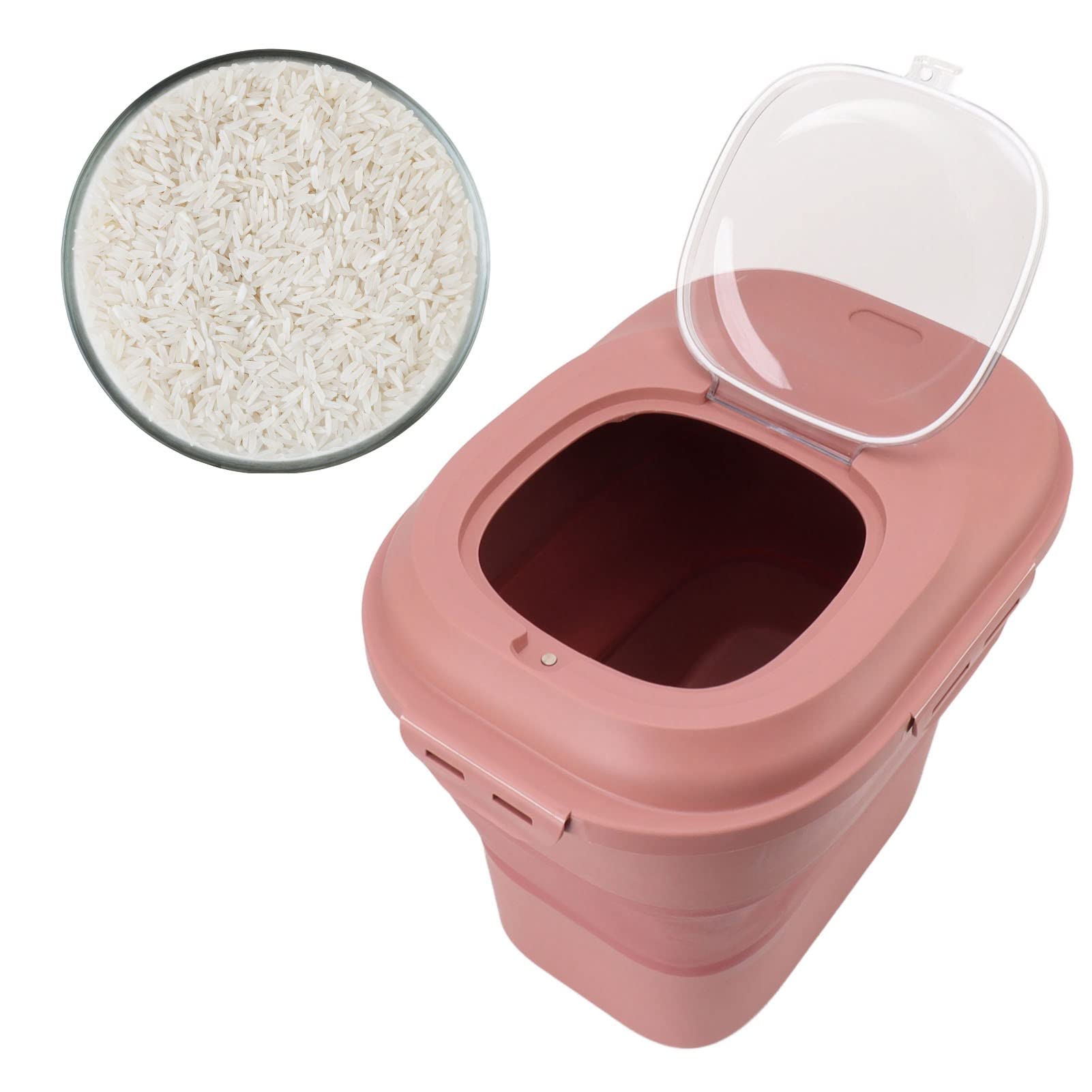 Contenedor de Cereales para Alimentos, Contenedor de Arroz Sellable de Organización para Harina (Rosa)