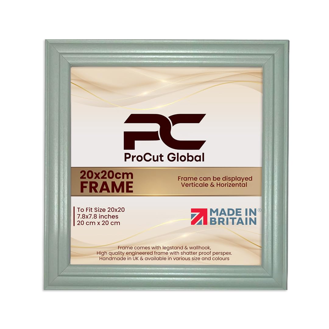 Procut Global 20x20CM Green Picture Frames - Classic Wooden Photo Frame with Shatterproof Perspex for Wall or Tabletop - Perfect for Posters, Certificates & Prints - Sizes & Colors Available