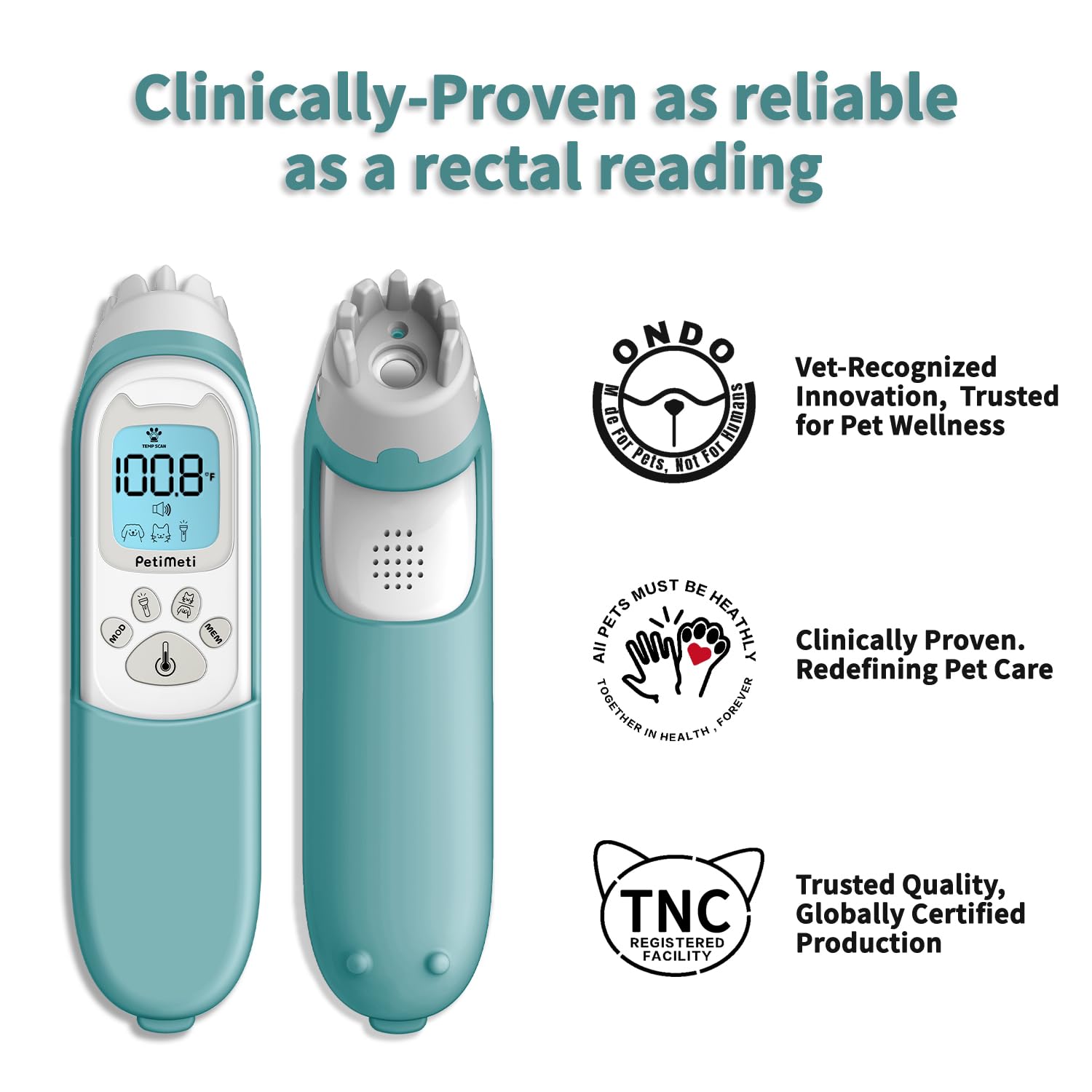 Smart Pet Thermo Comb - Termometro digitale non invasivo per animali domestici, per cani e gatti, scansione orale/rettale/superficiale per un rilevamento accurato della temperatura interna