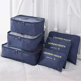 Kit organizador de mala 6 peças para viagem bagagem (Azul Marinho)