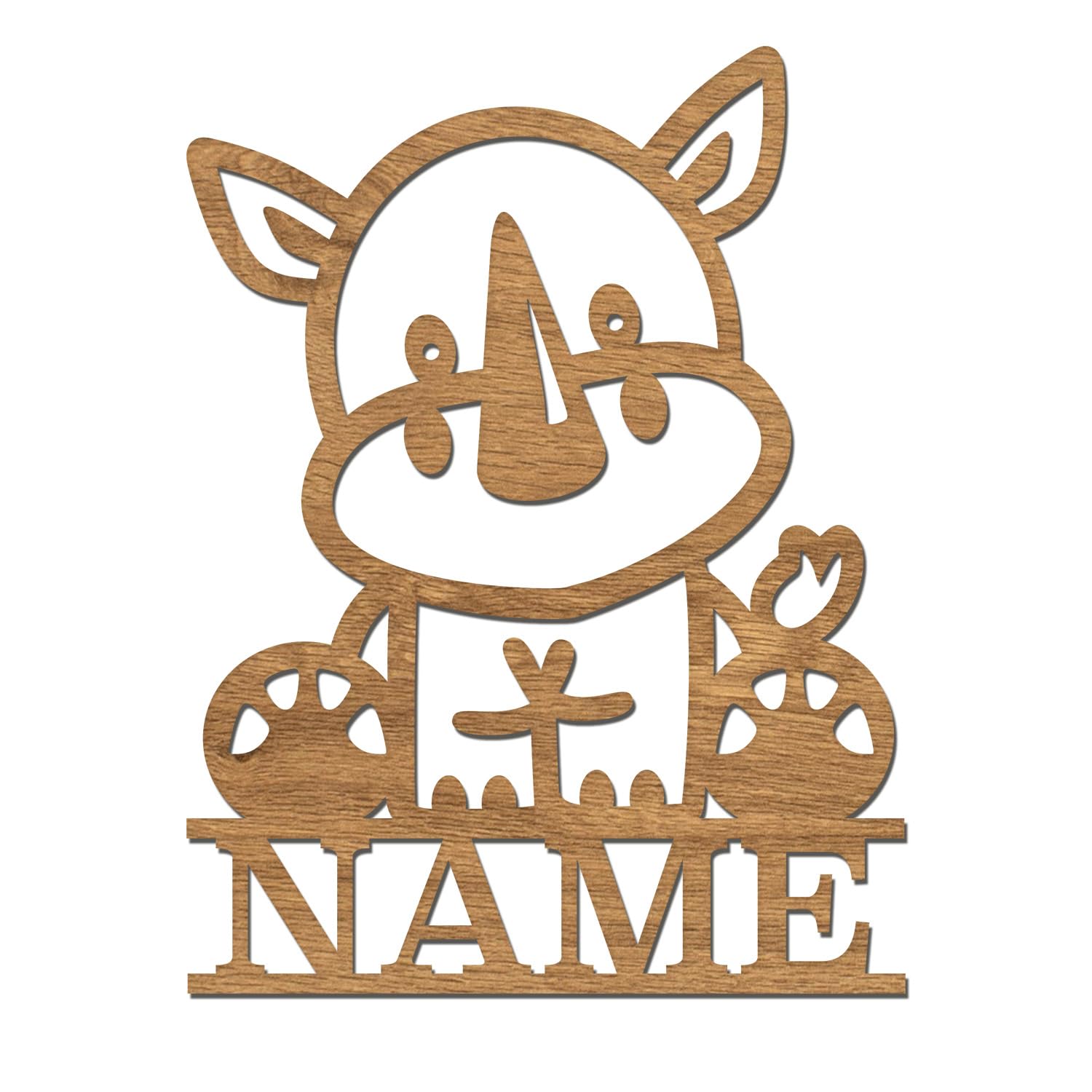 codiarts. Namensschild, Wandbild, Kinderzimmer, Kindertür, personalisierbar mit Namen, selbstklebend (Nilpferd)