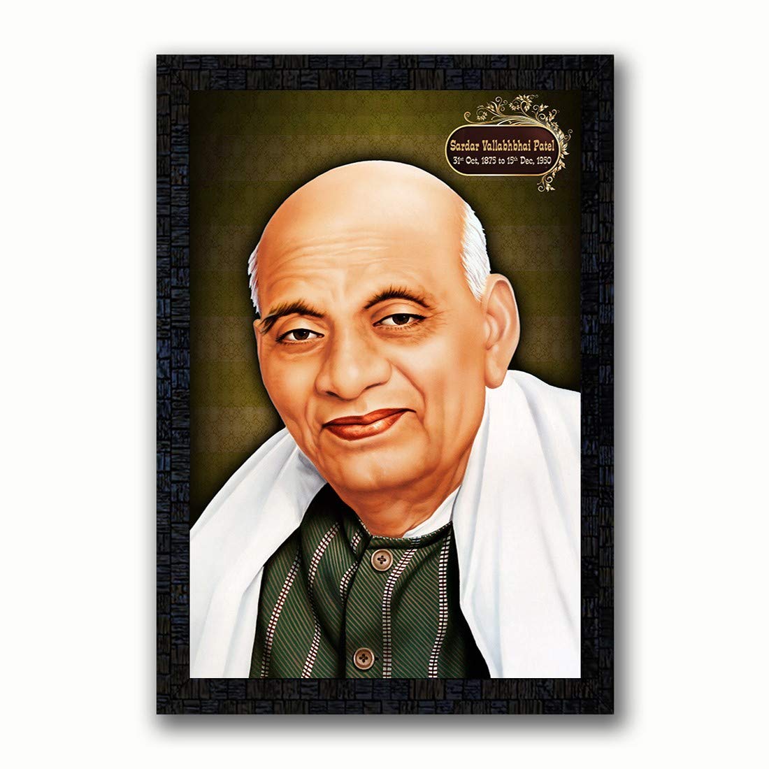PNF Sardar Vallabhbhai Patel with Wooden Synthetic Frame Painting Size 14 x 20 inch