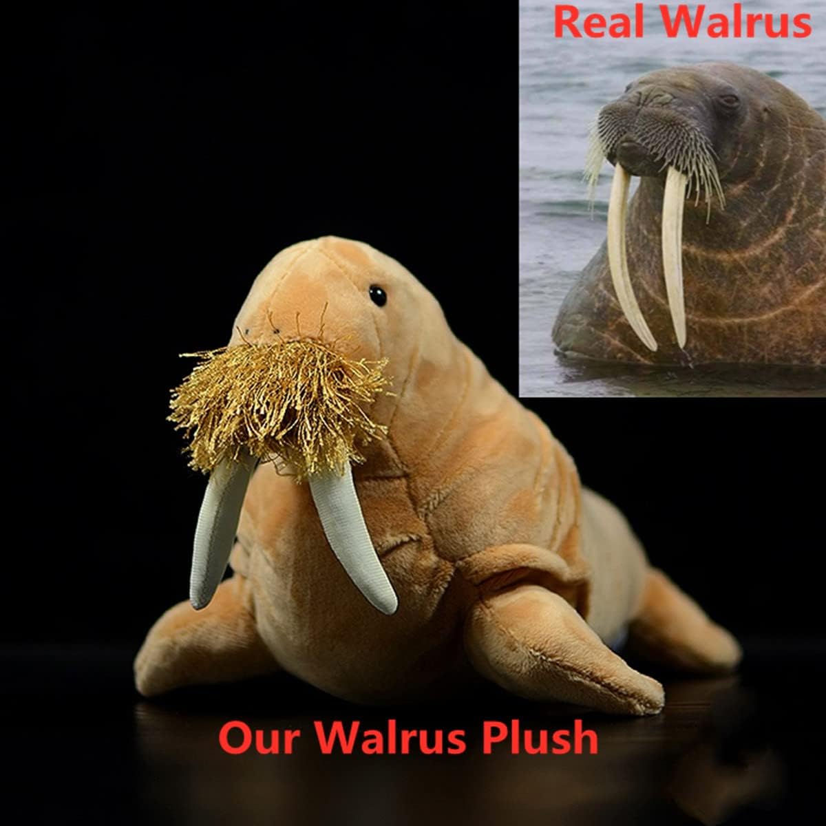 Tiny Heart Simulation Walrus Plush-Brown Walrus Stuffed Animals-Walrus Plushie Gift Toy Dolls for Kids 12 Inches Long