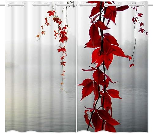 HommomH - Cortinas (42.0 x 84.0 in, 2 paneles), color rojo y gris